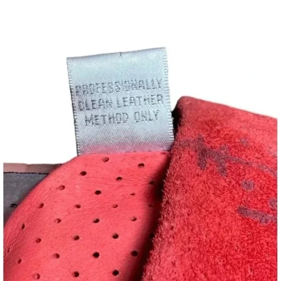 CHICO'S Leather Suede Shirt Jacket Womens Size 1 (Medium) Red Black Asian Print - Picture 7 of 8